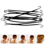 Maxbell 10Pcs Ponytail Hooks Holder Bungee Bands Hair Ropes Cord Elastic Clips Black - Aladdin Shoppers