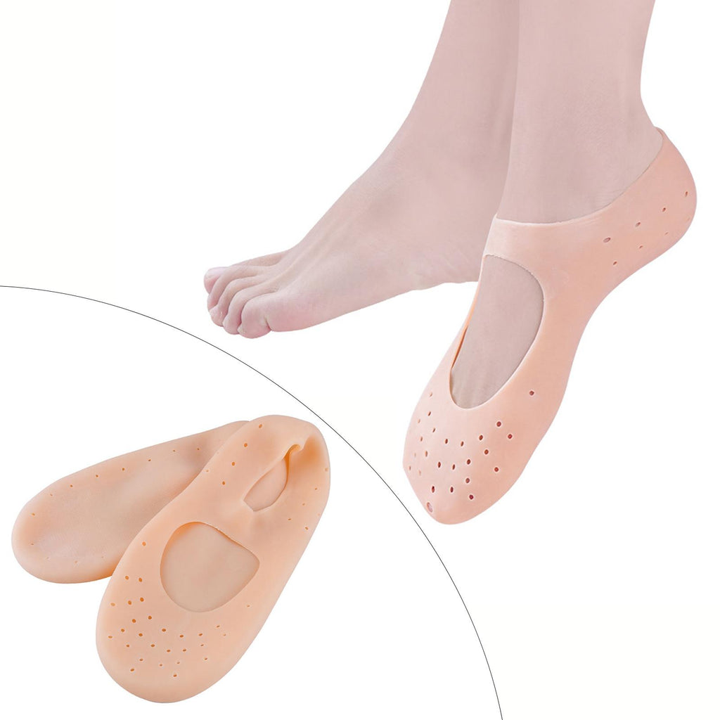 Maxbell Silicone Socks Breathable for Corns Calluses Dry Cracking Skin Dry Feet Skin Color L