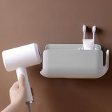 Maxbell Hair Dryer Holder Blower Stand Bathroom Organizer for Hair Dryer Gray White