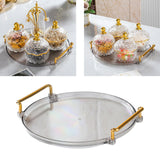 Maxbell Plastic Serving Tray with Handles Round for Home Bedroom Table Organizer gray