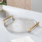 Maxbell Plastic Serving Tray with Handles Round for Home Bedroom Table Organizer gray