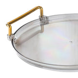 Maxbell Plastic Serving Tray with Handles Round for Home Bedroom Table Organizer gray