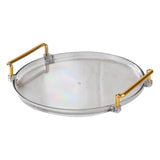 Maxbell Plastic Serving Tray with Handles Round for Home Bedroom Table Organizer gray