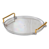 Maxbell Plastic Serving Tray with Handles Round for Home Bedroom Table Organizer gray