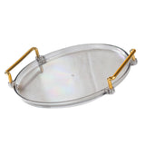 Maxbell Plastic Serving Tray with Handles Round for Home Bedroom Table Organizer gray