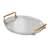 Maxbell Plastic Serving Tray with Handles Round for Home Bedroom Table Organizer gray