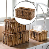 Maxbell Plastic Rattan Woven Tissue Box Vine Roll Cover Rectangle for Car  Home C
