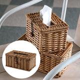 Maxbell Plastic Rattan Woven Tissue Box Vine Roll Cover Rectangle for Car  Home C