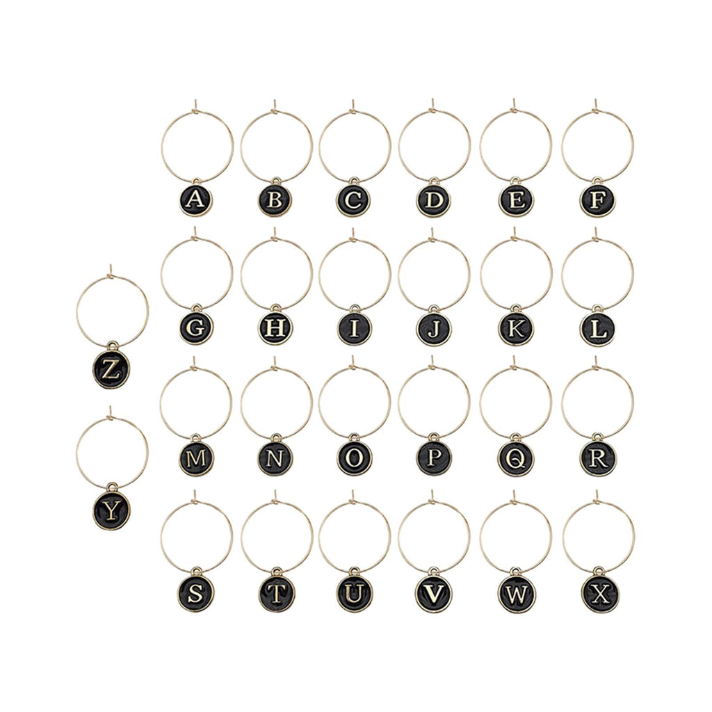 Maxbell 26Pcs Wine Glass Charm Rings Christmas Wedding Party Decorations Black