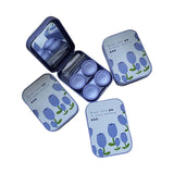 Maxbell Compact Contact Lens Travel Case w/ Mirror Remover Tool   Blue Big Tulip