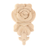 Maxbell 4 Pieces Carving Decals Onlay Rose Wood Carved Appliques 3.94x2.36x0.47inch