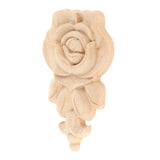 Maxbell 4 Pieces Carving Decals Onlay Rose Wood Carved Appliques 3.94x2.36x0.47inch