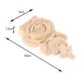 Maxbell 4 Pieces Carving Decals Onlay Rose Wood Carved Appliques 3.94x2.36x0.47inch