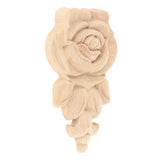 Maxbell 4 Pieces Carving Decals Onlay Rose Wood Carved Appliques 3.94x2.36x0.47inch