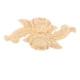 Maxbell 4 Pieces Carving Decals Onlay Rose Wood Carved Appliques 4.72x1.97x0.31inch