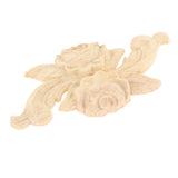 Maxbell 4 Pieces Carving Decals Onlay Rose Wood Carved Appliques 4.72x1.97x0.31inch