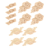 Maxbell 4 Pieces Carving Decals Onlay Rose Wood Carved Appliques 3.54x1.38x0.31inch