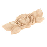 Maxbell 4 Pieces Carving Decals Onlay Rose Wood Carved Appliques 3.54x1.38x0.31inch