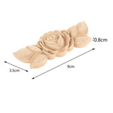 Maxbell 4 Pieces Carving Decals Onlay Rose Wood Carved Appliques 3.54x1.38x0.31inch