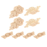 Maxbell 4 Pieces Carving Decals Onlay Rose Wood Carved Appliques 3.54x1.38x0.31inch