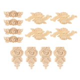 Maxbell 4 Pieces Carving Decals Onlay Rose Wood Carved Appliques 3.54x1.38x0.31inch