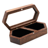 Maxbell Portable Diamond Rings Box with Lid Double Rings Box for Engagement Black