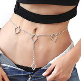 Maxbell Rhinestones Belly Waist Chain Belly Body Chain Waist Body Jewelry Triangle