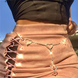 Maxbell Rhinestones Belly Waist Chain Belly Body Chain Waist Body Jewelry Heart