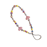 Maxbell Beaded Phone Charms Phone Lanyard Wrist Strap Phone Accessory Decor Pink