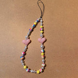 Maxbell Beaded Phone Charms Phone Lanyard Wrist Strap Phone Accessory Decor Pink