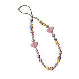 Maxbell Beaded Phone Charms Phone Lanyard Wrist Strap Phone Accessory Decor Pink