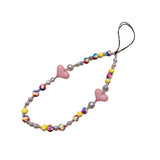 Maxbell Beaded Phone Charms Phone Lanyard Wrist Strap Phone Accessory Decor Pink