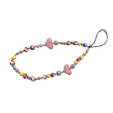 Maxbell Beaded Phone Charms Phone Lanyard Wrist Strap Phone Accessory Decor Pink