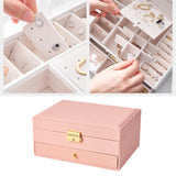 Maxbell Jewelry Organizer for Women with Drawer Mirror Studs Bracelet Necklace Pink