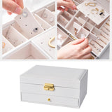 Maxbell Jewelry Organizer for Women with Drawer Mirror Studs Bracelet Necklace White