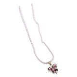 Maxbell Bead Necklace Adjustable with 5.5cm Extension Chain for Party Travel Pink