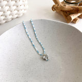 Maxbell Bead Necklace Adjustable with 5.5cm Extension Chain for Party Travel Blue