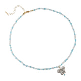 Maxbell Bead Necklace Adjustable with 5.5cm Extension Chain for Party Travel Blue
