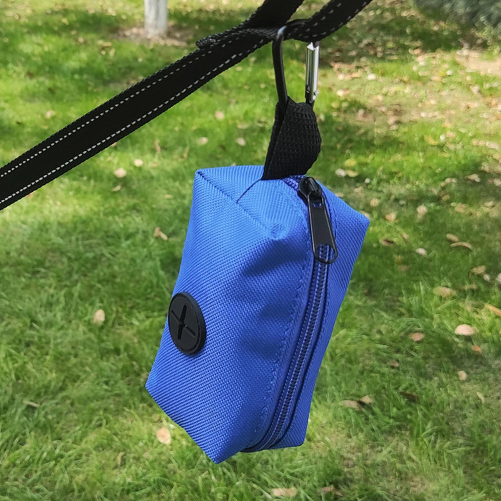 Maxbell Dog Poop Bag Holder Storage Bag with Zipper Oxfor Cloth for Puppy Pet Hiking Blue