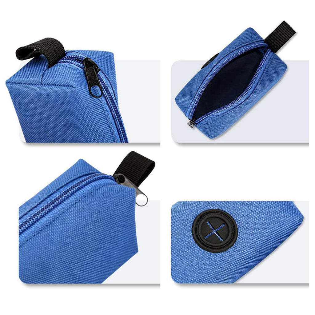 Maxbell Dog Poop Bag Holder Storage Bag with Zipper Oxfor Cloth for Puppy Pet Hiking Blue