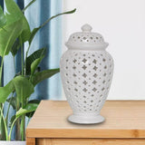 Maxbell Porcelain Ginger Jar Collectable Lattice Modern for Bathroom Home Decoration