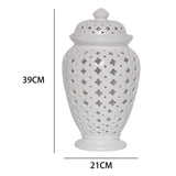 Maxbell Porcelain Ginger Jar Collectable Lattice Modern for Bathroom Home Decoration