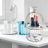 Maxbell Bird Cage Makeup Organizer Lipstick Skincare Product Cosmetic Storage Rack  2 Tier