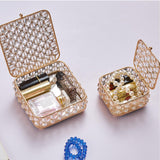 Maxbell Crystal Jewelry Box Organizer Storage Dresser with Cover Bracelets Necklace 12x12x5cm