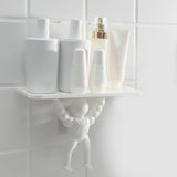 Maxbell Kitchen Bathroom Shower Shelf Rack Organizer Storage Holder Wall Mount white