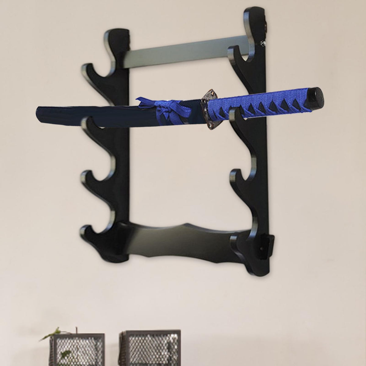 Maxbell Sword Stand Rack Katana Support Display Hanger Wall Mount Holder Storage 4 Tiers 35x51cm