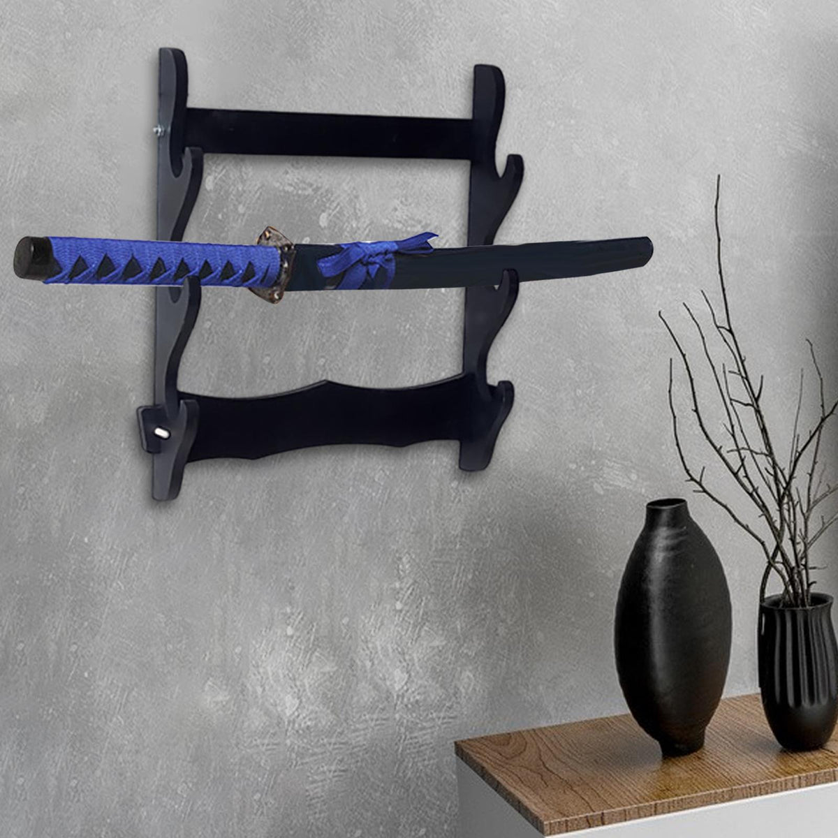 Maxbell Sword Stand Rack Katana Support Display Hanger Wall Mount Holder Storage 3 Tiers 35x40cm
