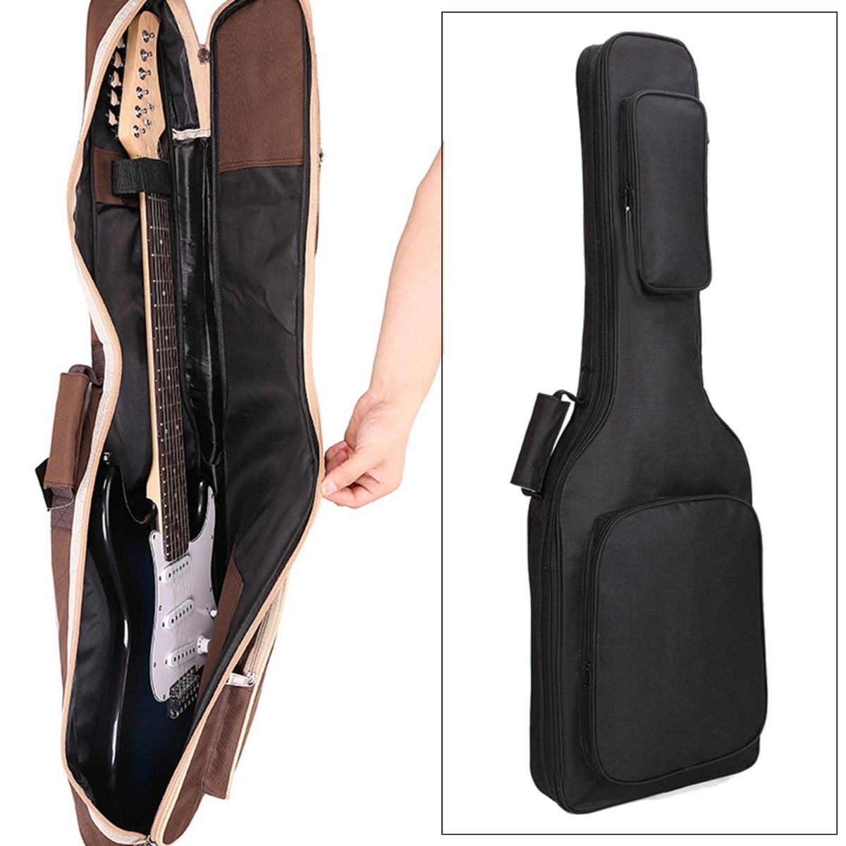 Maxbell Oxford Electric Guitar Case with Pockets Organizer 7mm Cotton Black