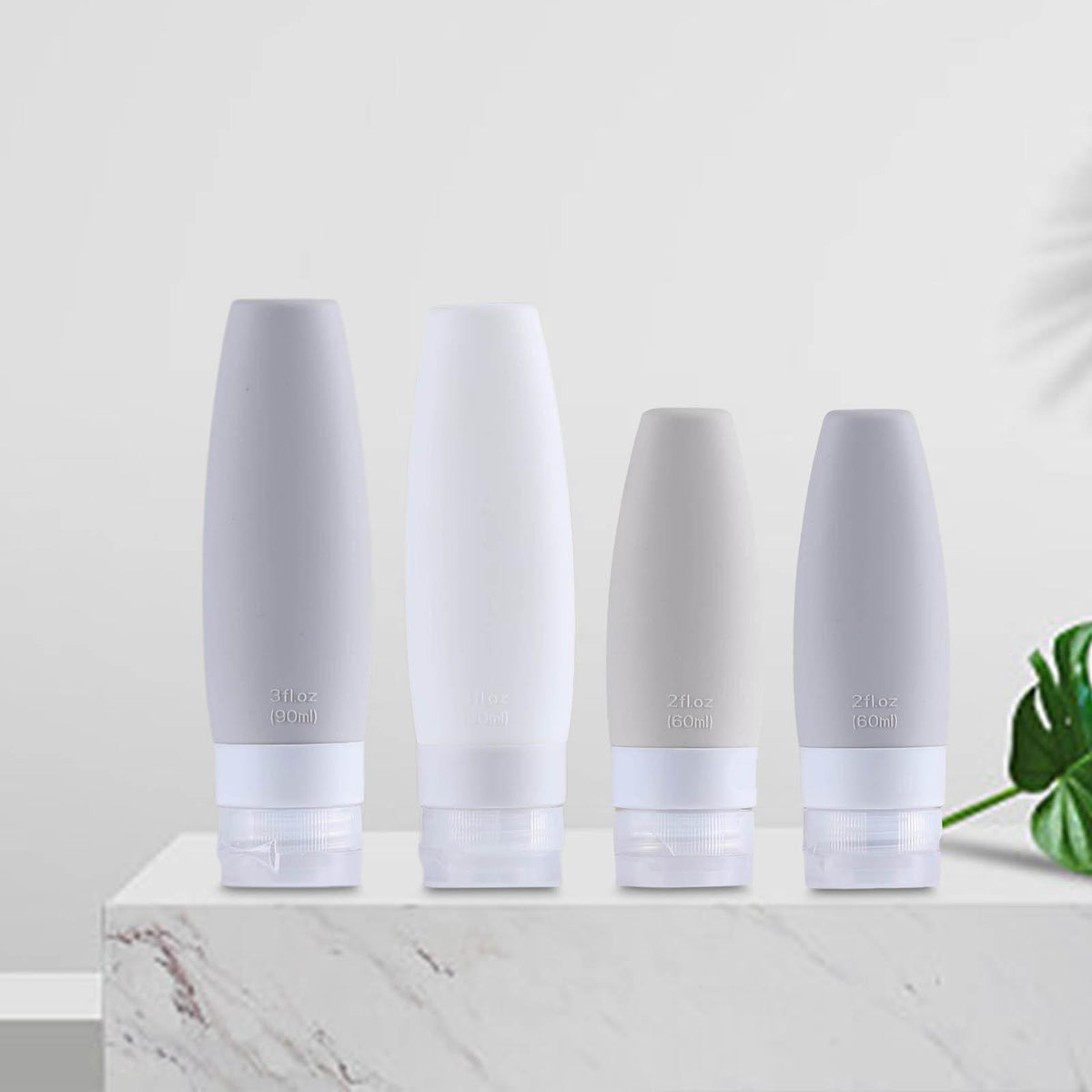 Maxbell Silicone Travel Bottles Refillable for Conditioner Lotion Soap Men Women 2x 60ml 2x 90ml
