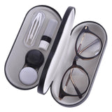 Maxbell Dual Eyeglass Case Contact Lens Box Glasses Container Hard Case Black White